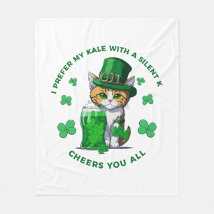 I Prefer My Kale With A Silent K Funny Beer Lover Fleece Blanket