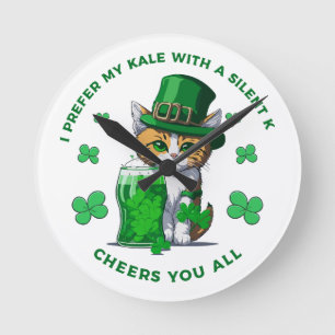 I Prefer My Kale With A Silent K Funny Beer Lover Round Clock