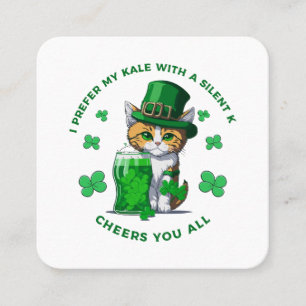 I Prefer My Kale With A Silent K Funny Beer Lover Square Business Card