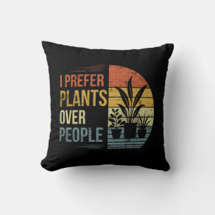 I Prefer Plants Over People Retro Plant Lover Cushion