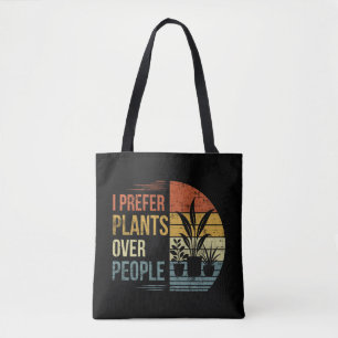 I Prefer Plants Over People Retro Plant Lover Tote Bag