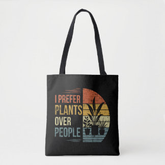 I Prefer Plants Over People Retro Plant Lover Tote Bag