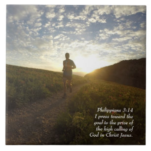 I Press Towards the Goal Philippians 3:14 Scriptur Ceramic Tile