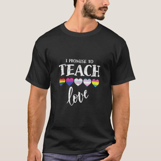I Promise To Teach Love Lgbt Q Pride Proud Ally Te T-Shirt (Front)