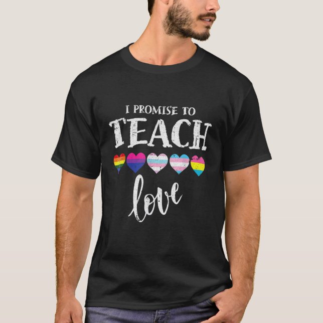 I Promise To Teach Love Lgbt Q Pride Proud Ally Te T-Shirt (Front)