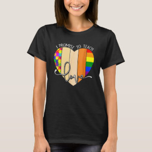 I Promise To Teach Love Puzzle Heart Lgbt Pride Mo T-Shirt