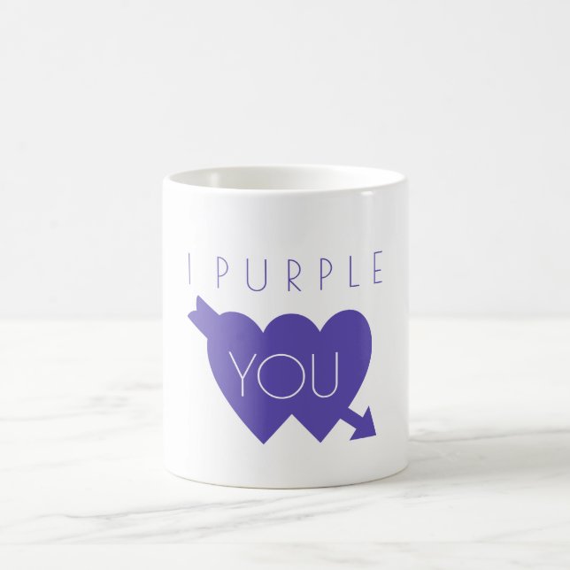 I Purple You Typography Two Hearts United Cute Coffee Mug (Center)