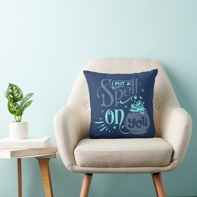 I Put a Spell on You Cauldron Blue Halloween Cushion (Chair)