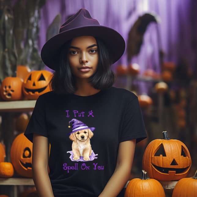 I Put A Spell On You Golden Retriever Witch T-Shirt (Creator Uploaded)