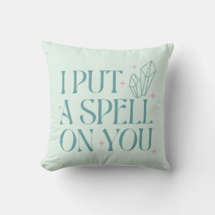 I Put a Spell on You Light Green Halloween Cushion