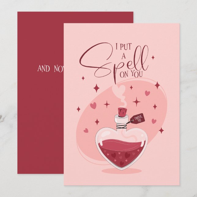 I Put A Spell On You Love Potion Valentine Holiday Card (Front/Back)