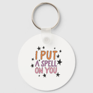 I Put A Spell On You Retro Halloween Shirt Stars W Key Ring