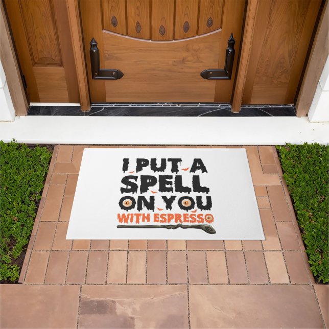 I Put a Spell on You With Espresso Funny Halloween Doormat (Outdoor)
