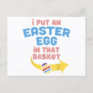 I Put Easter Egg In Basket Funny Pregnancy Announc Postcard