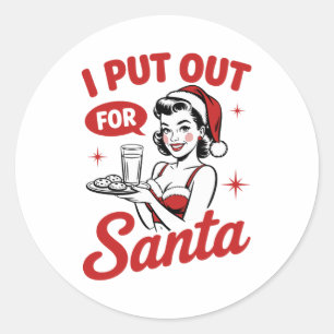 I Put Out For Santa Christmas Cookies Milk Retro Classic Round Sticker
