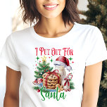 I Put Out For Santa Funny Christmas<br><div class="desc">Add a touch of cheeky humour to your holiday season with this playful "I Put Out For Santa" tee. Featuring a festive scene of cookies, milk, and a Santa hat, this shirt is a fun and lighthearted way to celebrate Christmas. It's perfect for those who appreciate a bit of naughty...</div>