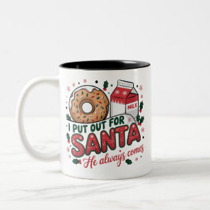 I Put Out for Santa Funny Christmas Party Two-Tone Coffee Mug