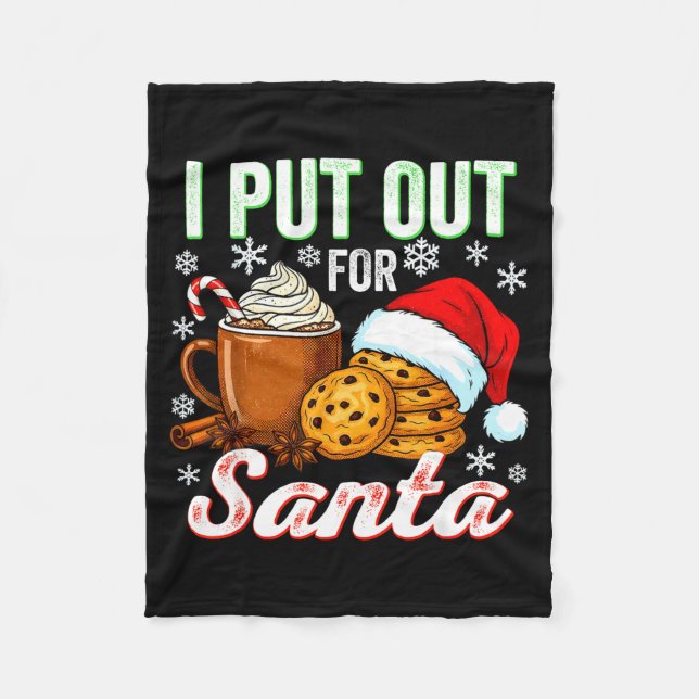 I Put Out For Santa Funny Xmas Christmas Couple Ma Fleece Blanket (Front)