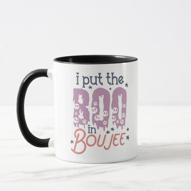 I Put the Boo in Boojee White Halloween Mug (Left)