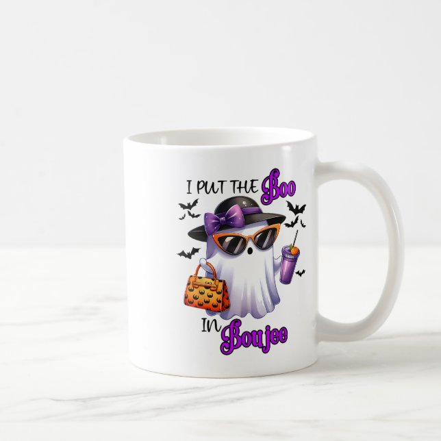 I Put The Boo In Boujee Cute Ghost Halloween Spook Coffee Mug (Right)