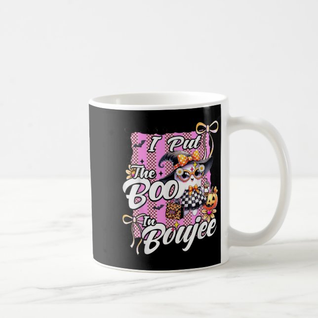 I Put The Boo In Boujee Cute Ghost Leopard Hallowe Coffee Mug (Right)