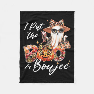 I Put The Boo In Boujee Cute Leopard Boujie Ghost Fleece Blanket