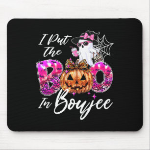 I Put The Boo In Boujee Cute Leopard Boujie Ghost Mouse Pad