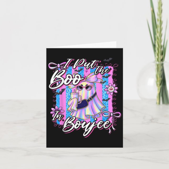 I Put The Boo In Boujee Funny Leopard Boujie Ghost Card (Front)