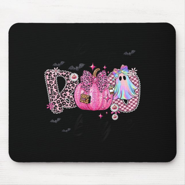 I Put The Boo In Boujee Funny Leopard Boujie Ghost Mouse Pad (Front)