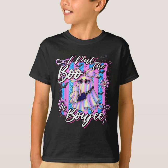 I Put The Boo In Boujee Funny Leopard Boujie Ghost T-Shirt (Front)