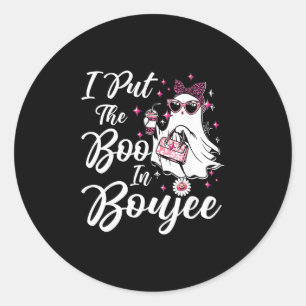 I Put The Boo In Boujee Ghost Funny Pink Leopard H Classic Round Sticker