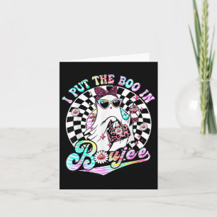 I Put The Boo In Boujee Ghost Retro Zebra Leopard  Card