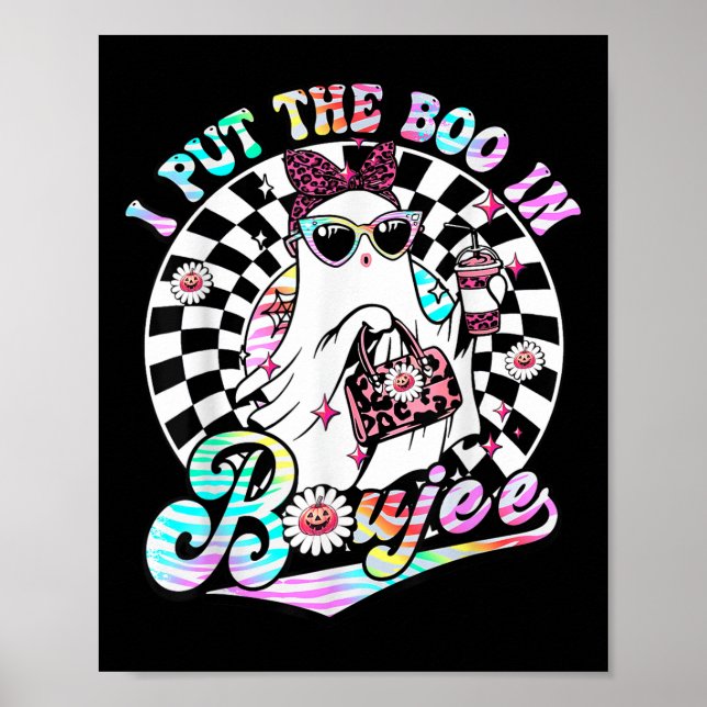 I Put The Boo In Boujee Ghost Retro Zebra Leopard  Poster (Front)