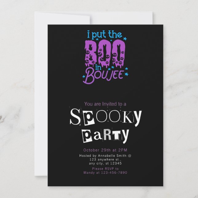 I Put The Boo in Boujee Halloween Party Invitation (Front)