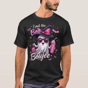 I Put The Boo In Boujee Spooky Halloween Pink Ghos T-Shirt