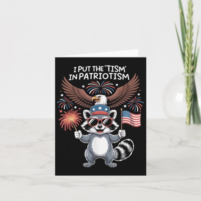 I Put The Tism In Patriotism Athletic Eagle  Card (Front)