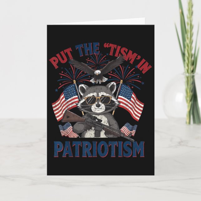 I Put The Tism In Patriotism Athletic Eagle  Card (Front)