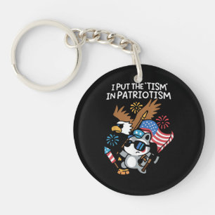 I Put The Tism in Patriotism Athletic Eagle Key Ring