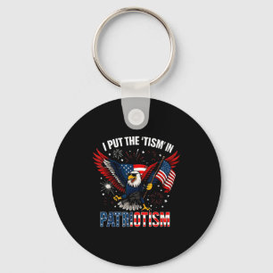I put the tism in patriotism athletic eagle key ring