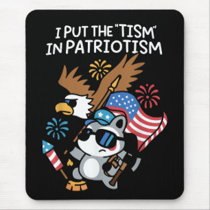 I Put The Tism in Patriotism Athletic Eagle Mouse Pad