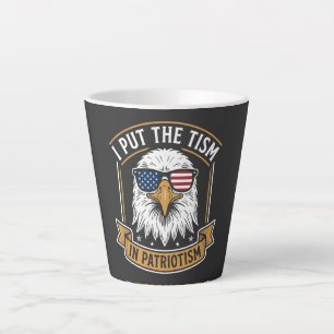 I Put The Tism In Patriotism Shirt Funny Bald Latte Mug