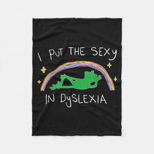 I Put The Y In Dyslexia Funny Cute Frog  Fleece Blanket