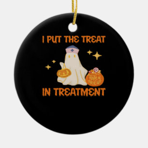 I Put Treat In Treatment Retro Funny Nurse Doctor  Ceramic Ornament