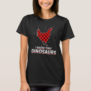 I Raise Tiny Dinosaurs Christmas Plaid Chicken T-Shirt