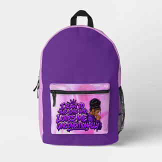 I ran to the one wh loves me Unconditionally Printed Backpack