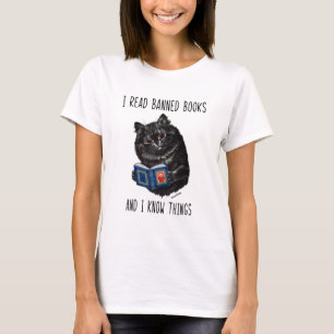 I Read Banned Books And I Know Things-Louis Wain T-Shirt