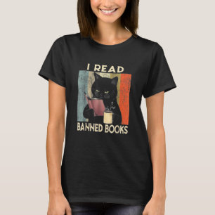 I Read Banned Books Black Cat Reader Bookworm Wome T-Shirt
