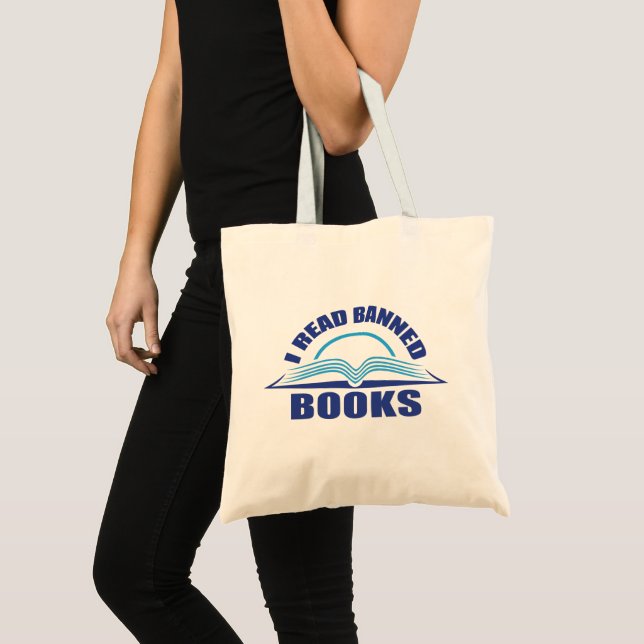 I read banned books-Blue text design Tote Bag (Front (Product))