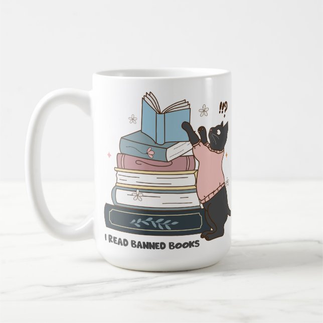 I Read Banned Books - Book Lovers Coffee Mug (Left)