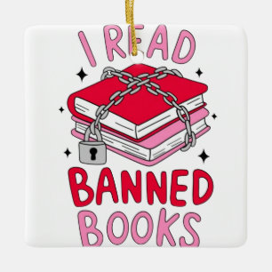 I Read Banned Books Ceramic Ornament